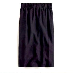 NWT J Crew Black Linen Pull On Midi Skirt Straight Size Small Tall